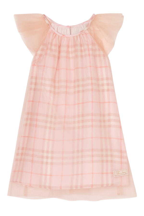 Kids Appliquéd Lettering Check Dress