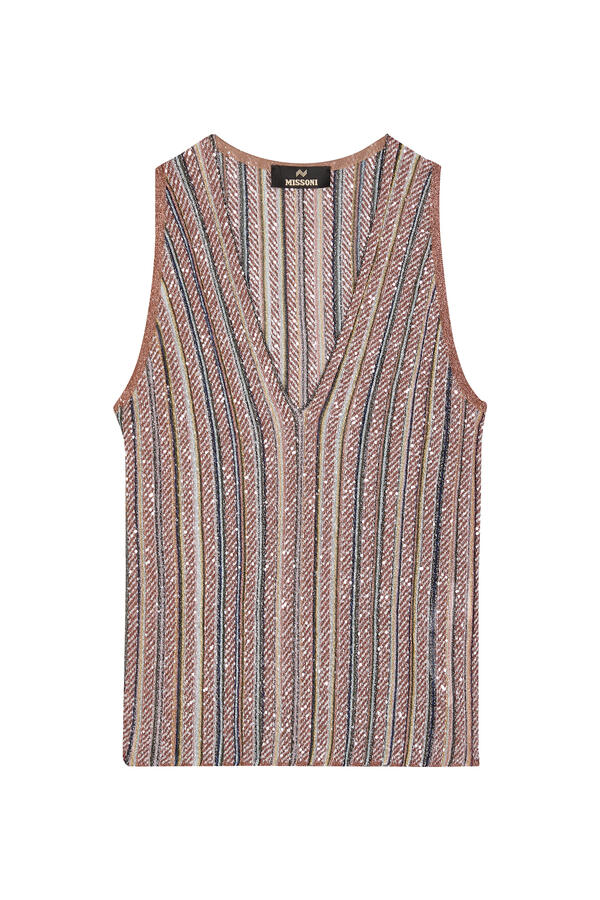 Partialized Sleeveless V-Neck Top 