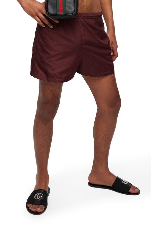 Printed Polyester Poplin Swim Shorts 