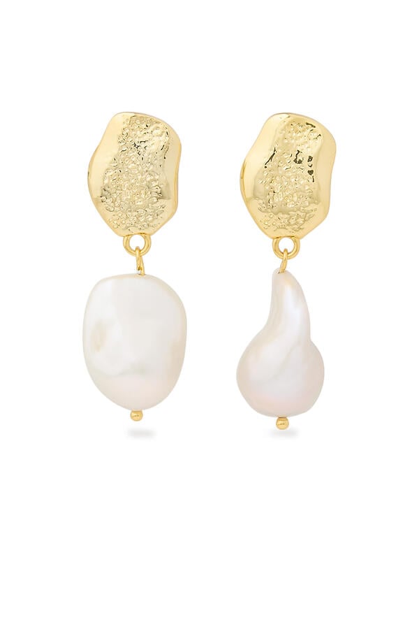 The Marusia Earrings, 18k Gold-Plated Brass & Baroque Pearls