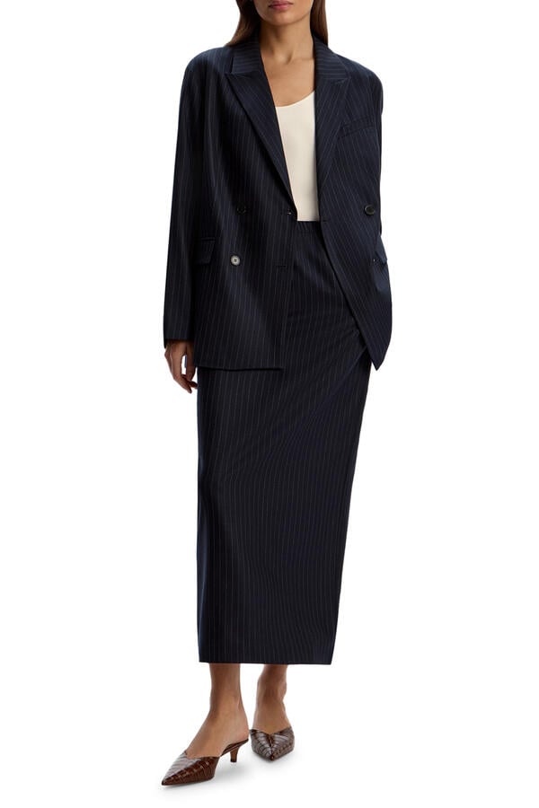 Pinstriped Wool Blazer