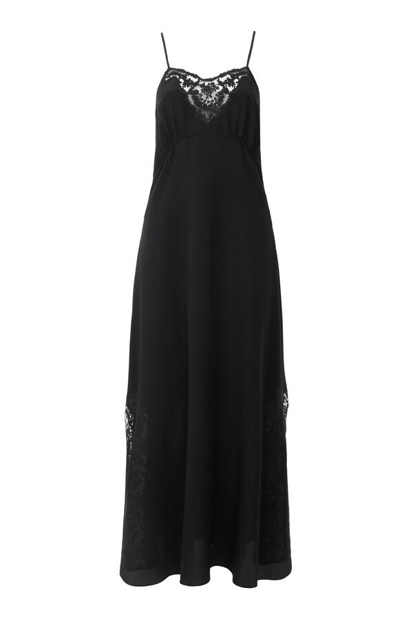 Long Lingerie Dress in Crêpe de Chine & Lace 
