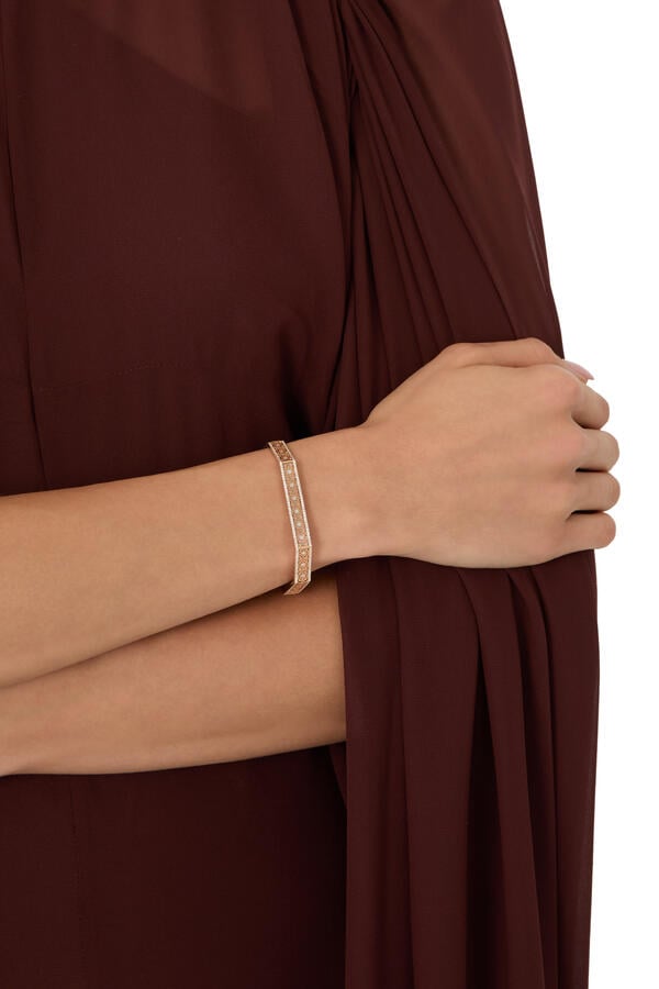 Oud Turath Diamond Bangle, 18K Rose Gold with Mother of Pearl & Diamonds