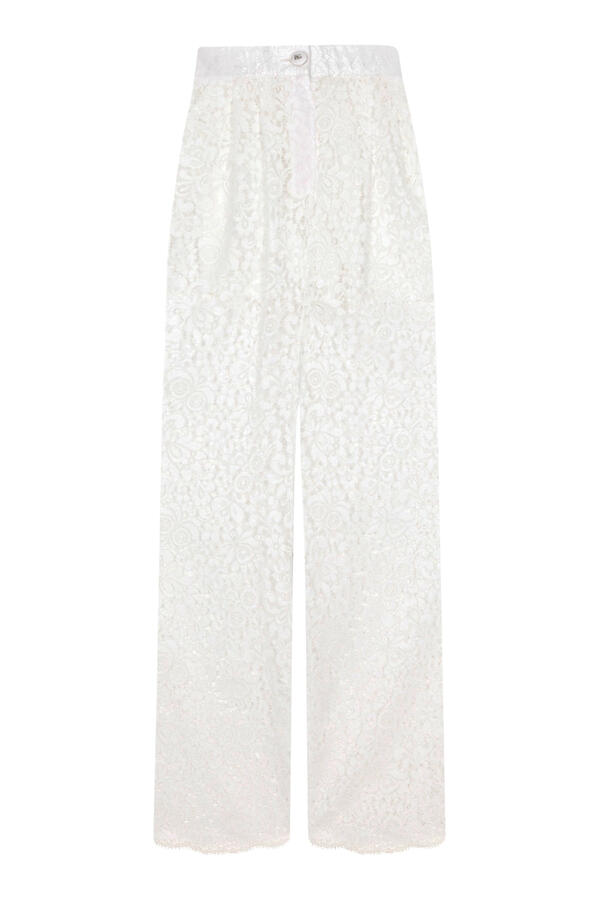 Flared Floral Cordonetto Lace Pants