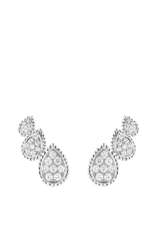 Serpent Bohème Stud Earrings, 18K White Gold & Diamonds