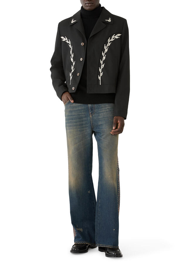  MA Fit Star Studded-Trim Jeans