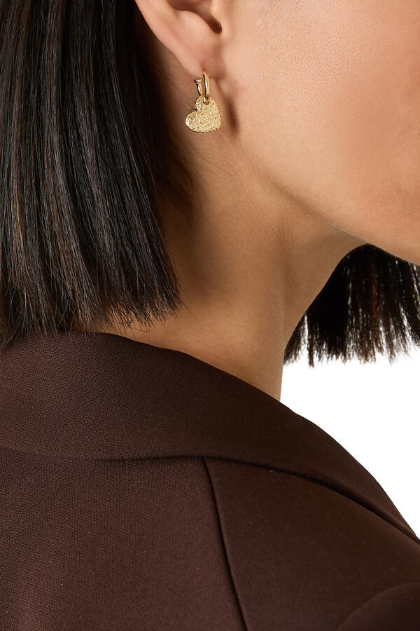 Textured Hearts Huggie Drop Earrings 