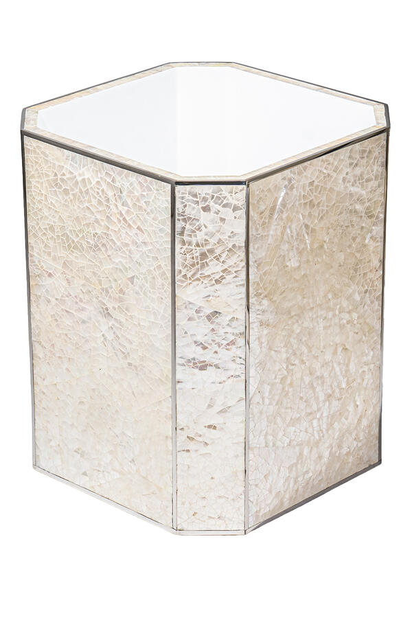 Crackled Mother of Pearl Shell Waste Bin