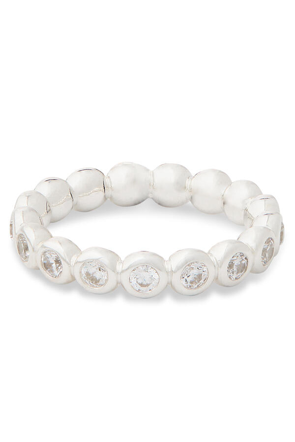 Tennis Eternity Stacking Ring, Silver Plated on Recycled Sterling Silver & Cubic Zirconia