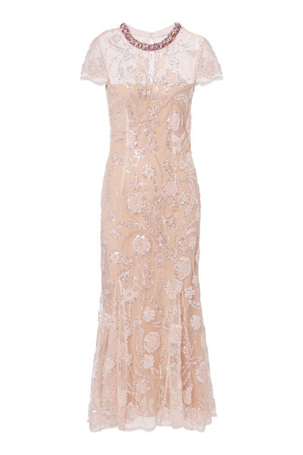 Embellished Cape Midi Dress