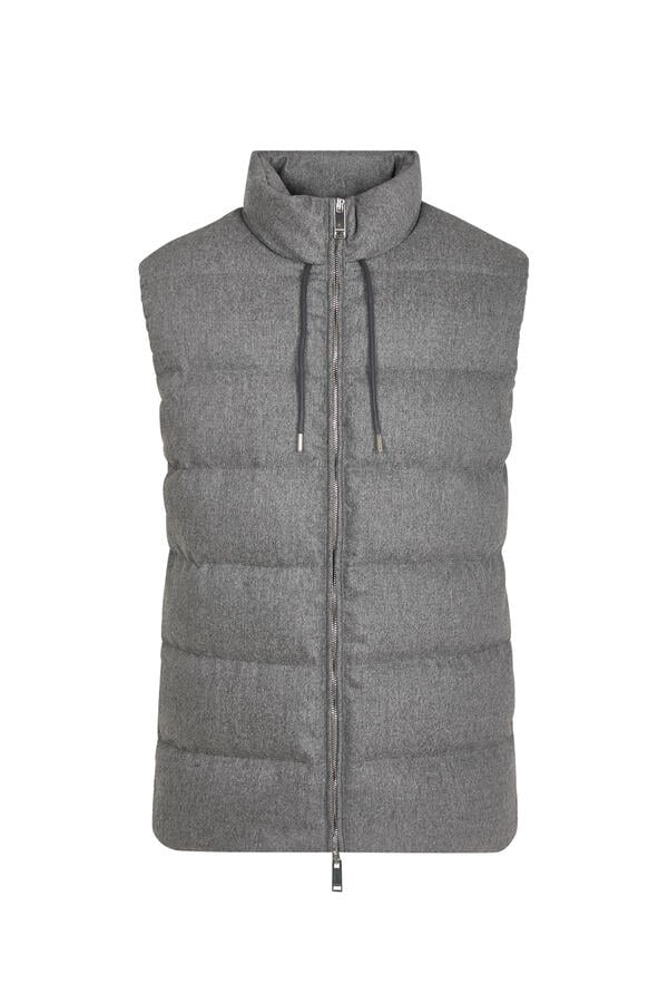 Wool and Cashmere Flannel Padded Gilet 