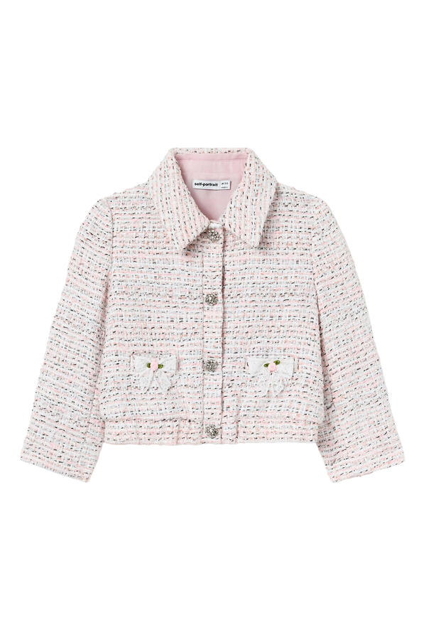 Kids Bouclé Lace Bow Jacket