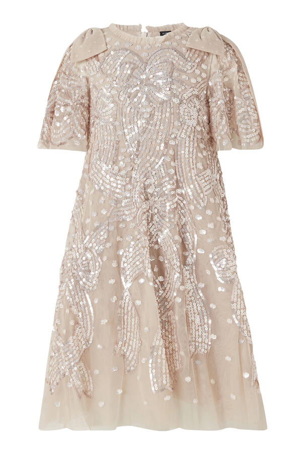 Kids Sequin Ribbon Bow Dress