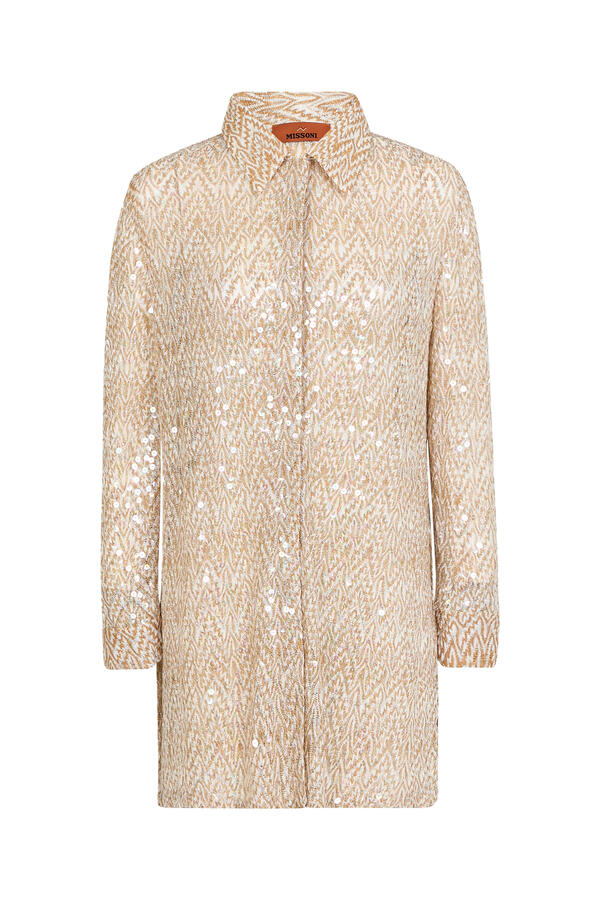 Mare Chevron Lace Sequinned Long Sleeve Shirt