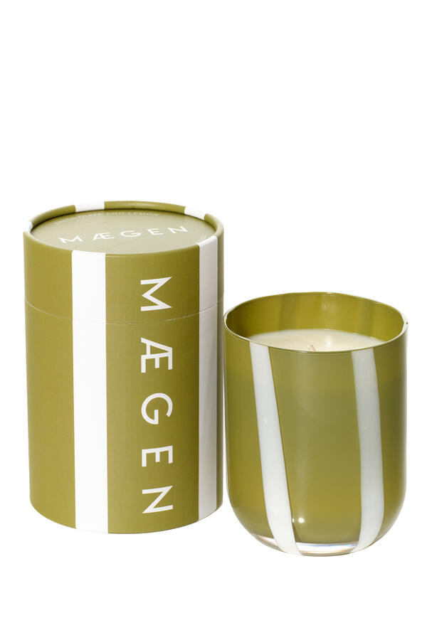 Atina Stripe Candle - Fresh Olive & Lemon