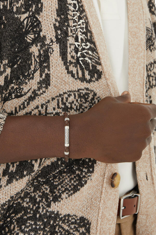 Calligraphy Bracelet, Silver & Leather