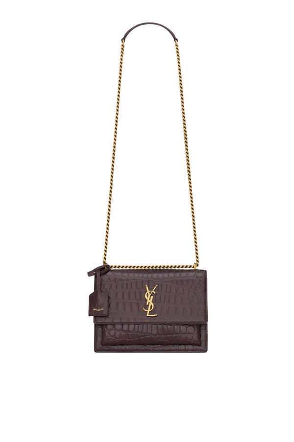 Sunset Medium Bag in Crocodile Embossed Leather