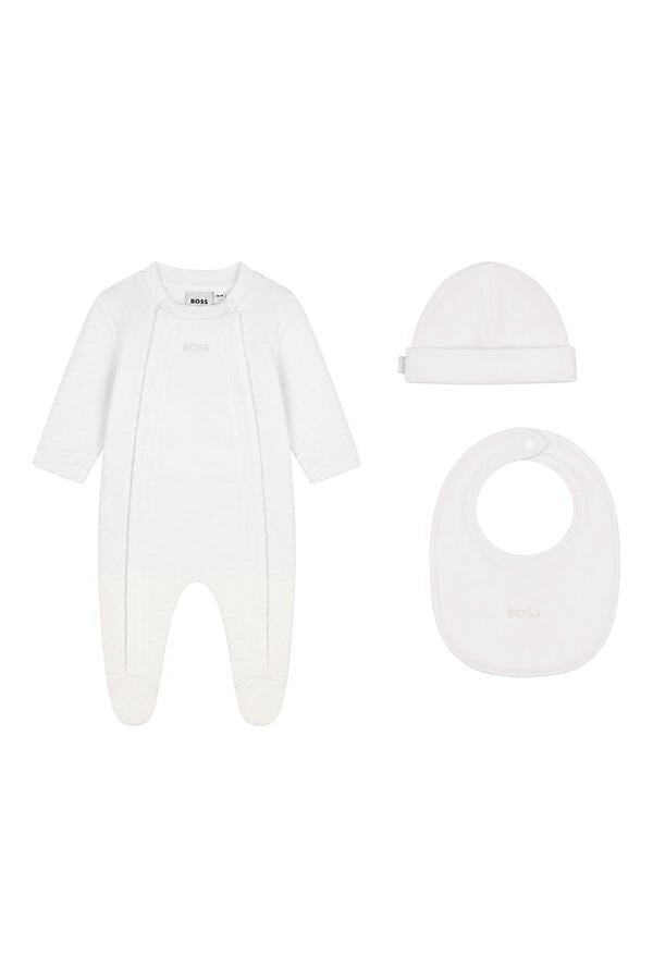 Kids Cotton Pajamas, Bib & Hat Set