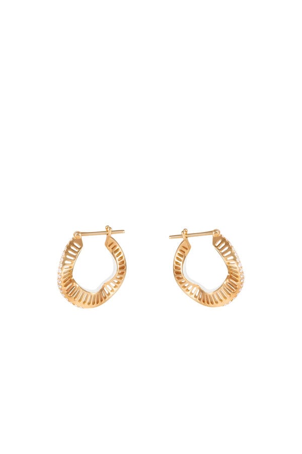Wave Size 1 Hoop Earrings, 18k Yellow Gold, White Enamel & Diamonds