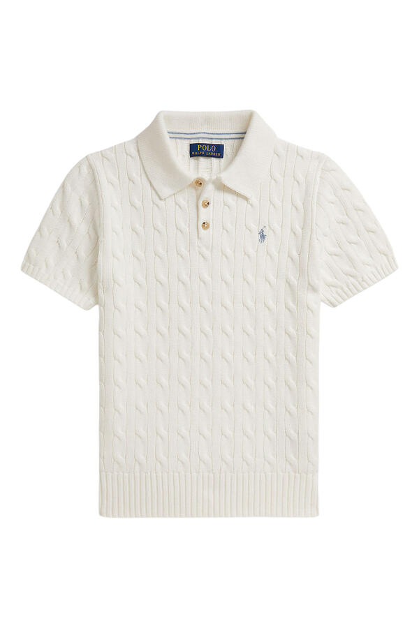 Kids Cable-Knit Cotton Polo Jumper