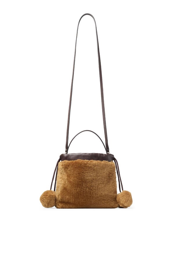 Logo Shearling Drawstring Pouch