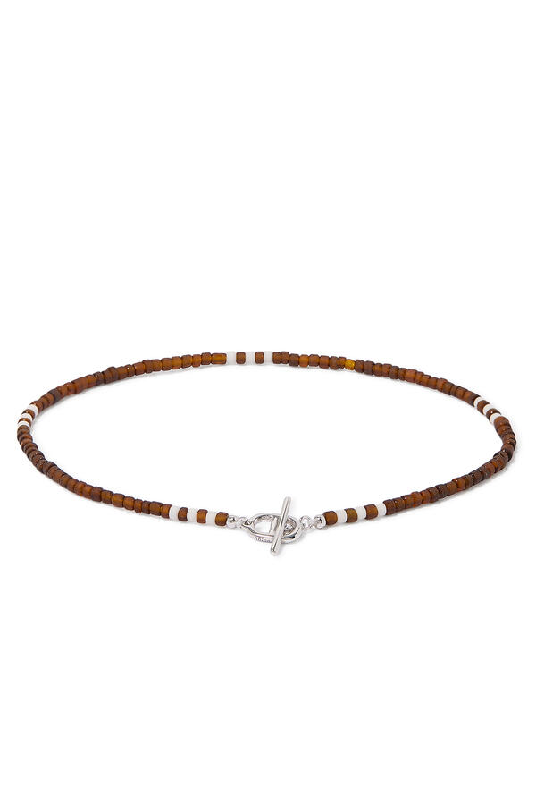 Avi Bracelet, Sterling Silver & Dark Amber Heishi Beads