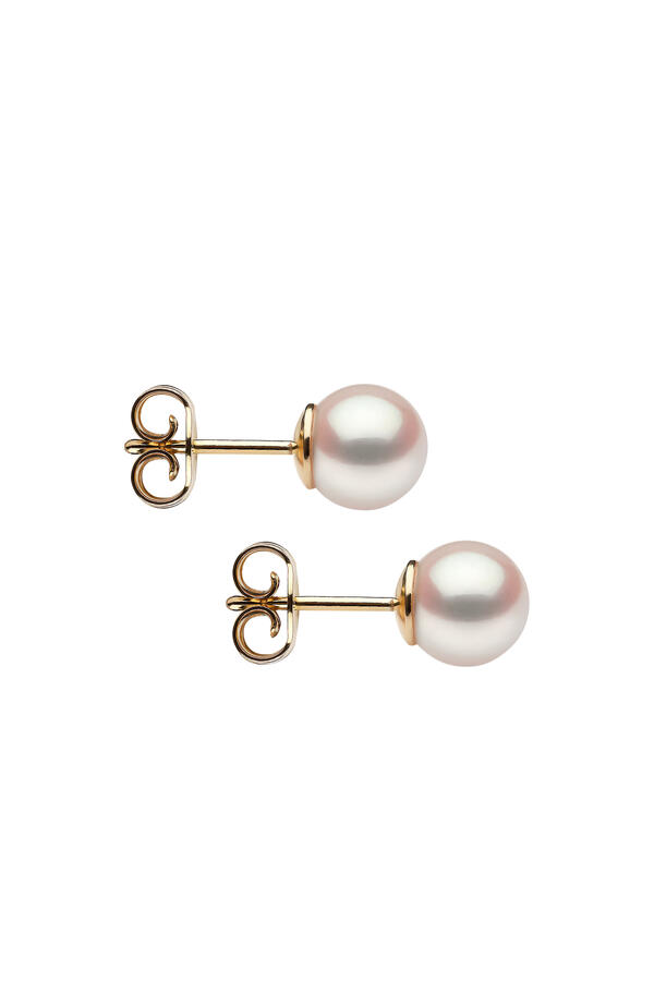 Classic Stud 7mm Earrings, 18k Yellow Gold & Pearl