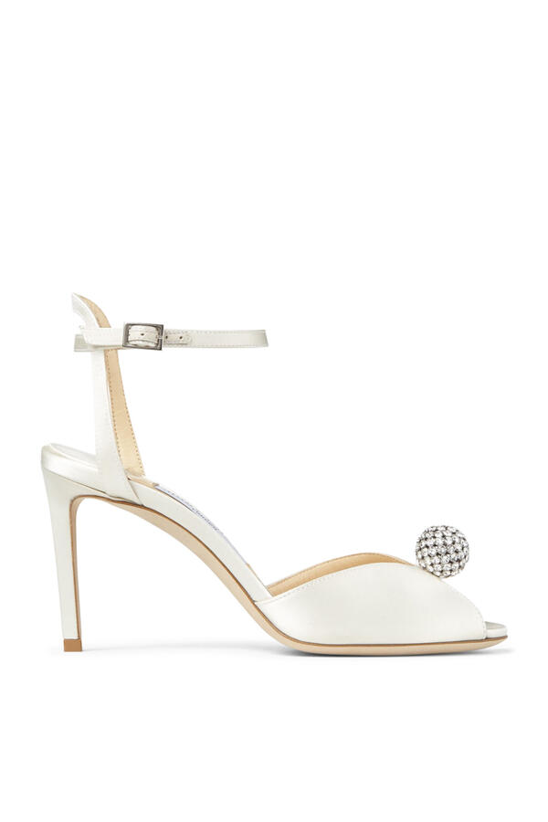 Sacora 85 Satin Sandals with Crystal-Embellished Sphere