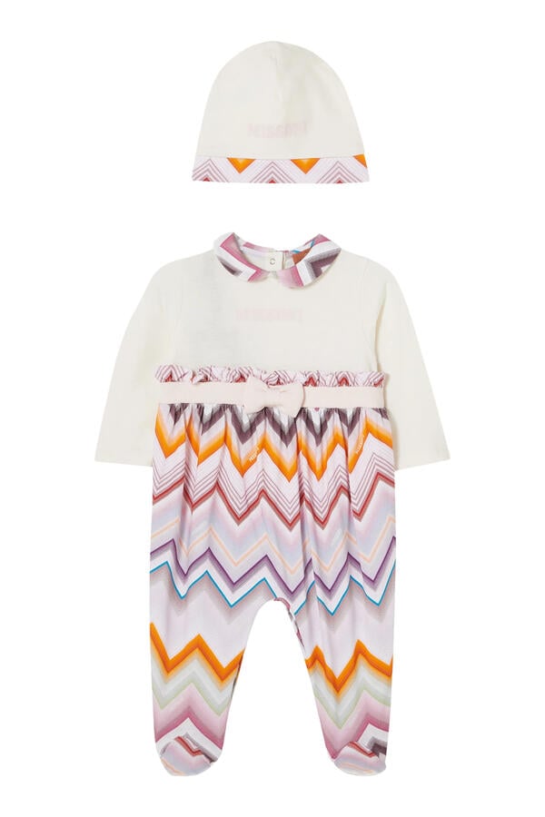Kids  Chevron Jersey Collar Babygrow & Hat Set