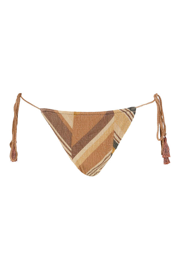 Tie Side Lurex Chevron Bikini Bottom