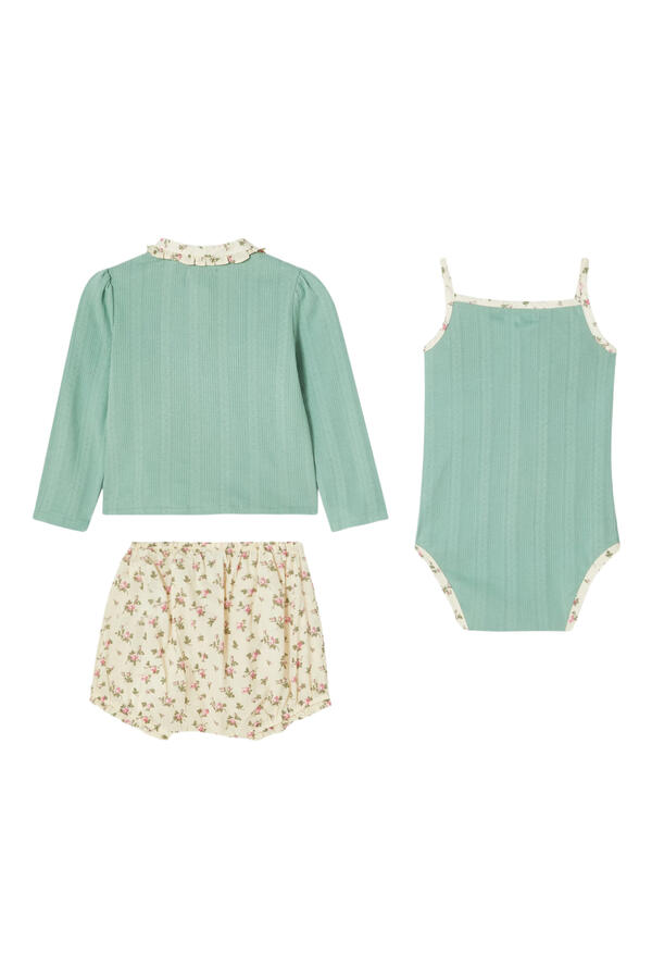 Kids  3-Piece Cardigan, Shorts & Bodysuit Set