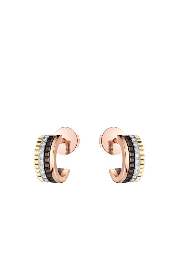 Quatre Classique Hoop Earrings, 18k Yellow Gold, 18k White Gold, 18k Rose Gold & Diamonds