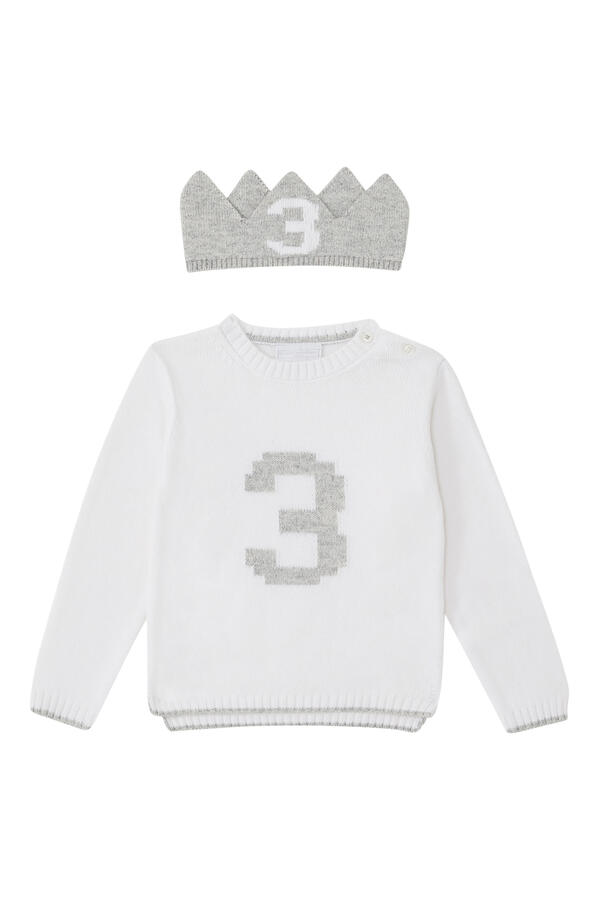 Kids Organic Cotton Blend My 3rd Birthday Jumper & Crown Gift Set