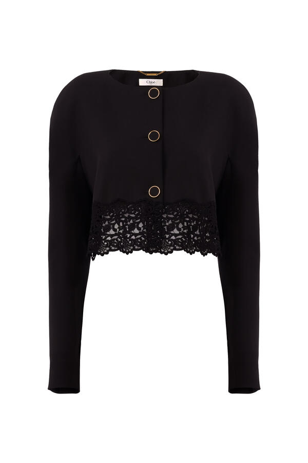 Collarless Cropped Jacket