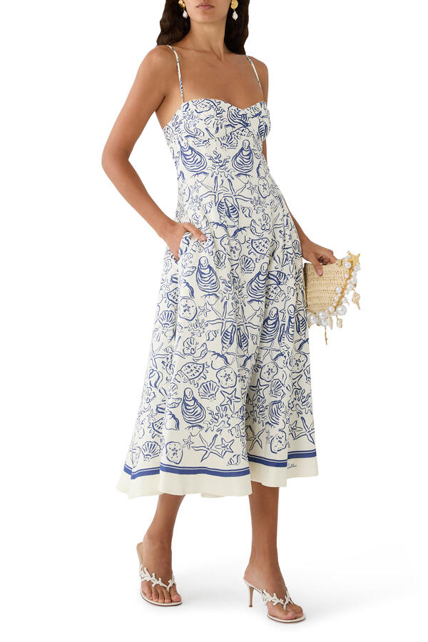 Analise Linen Bustier Midi Dress