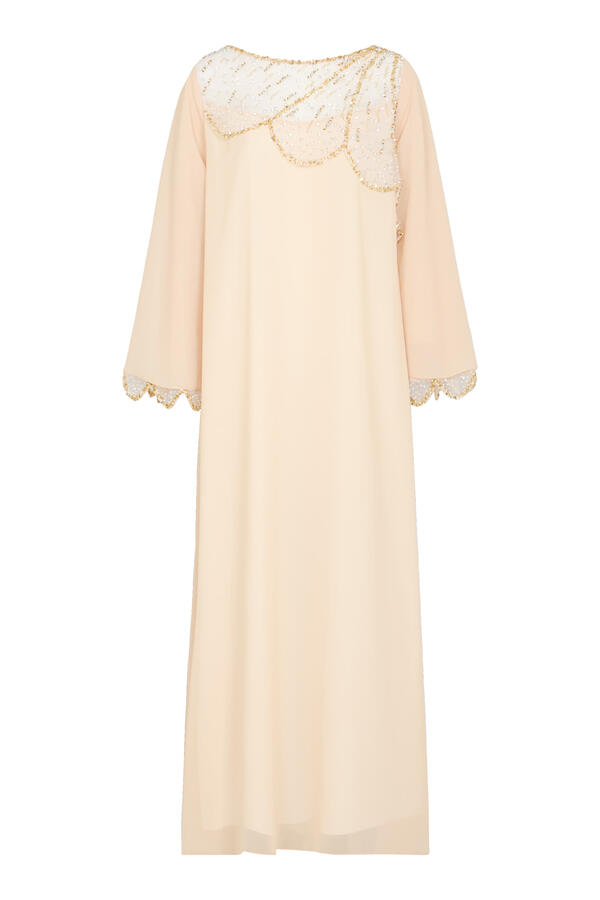 Scalloped Embellished Maxi Dress