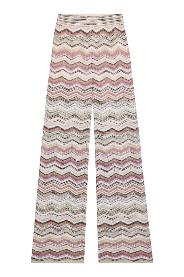 Chevron Sequined Flared Pants