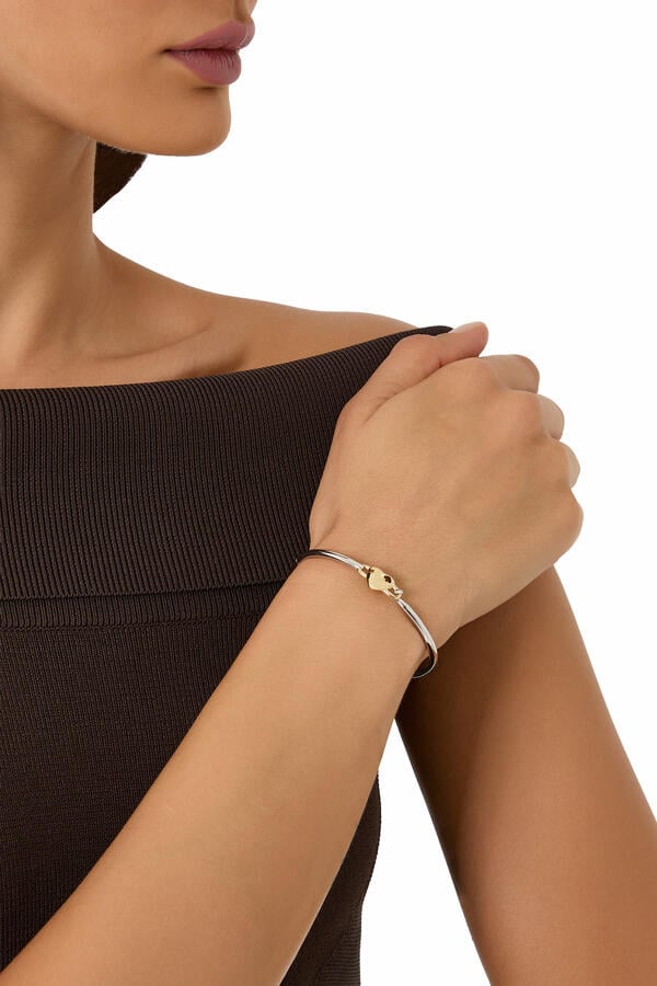 Heart Spade Solitaire Bangle, Brass & Cubic Zirconia