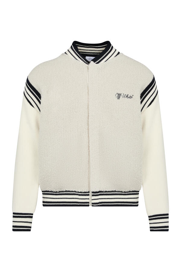 Script Logo Knit Bomber Jacket