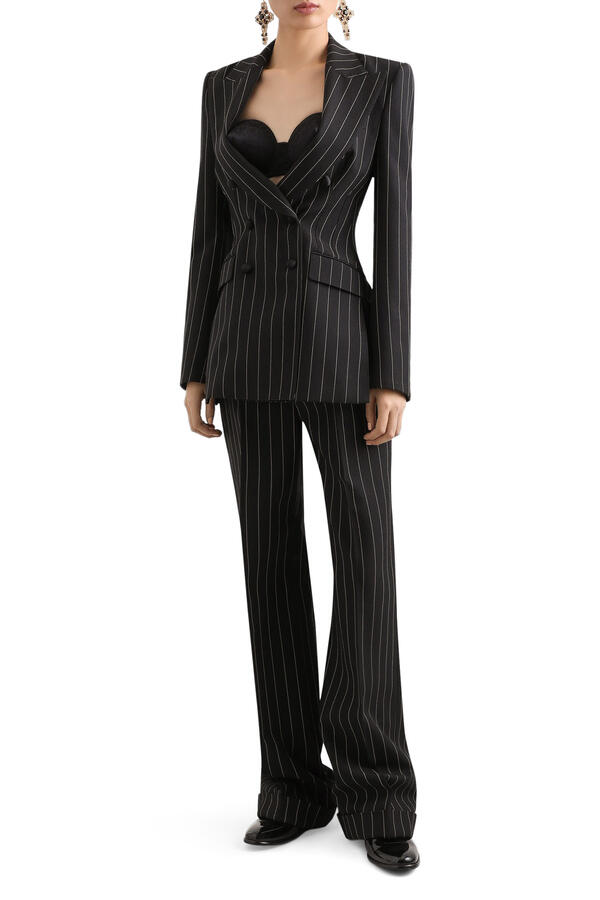 Double-Breasted Pinstripe Wool Jacket 
