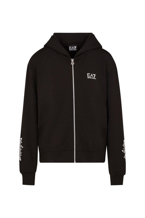 EA7 Strass-Embellished Zip Hoodie