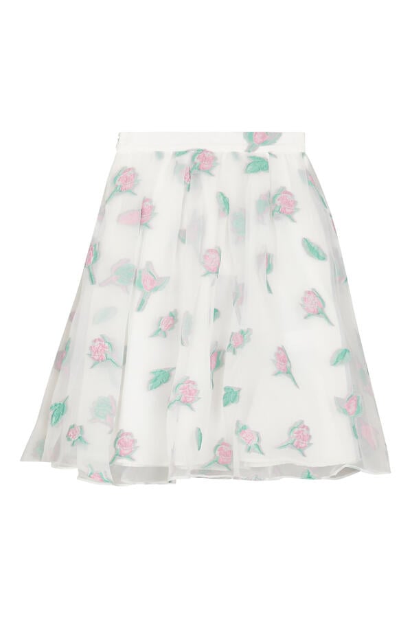 Kids  Embroidered Floral Skirt 