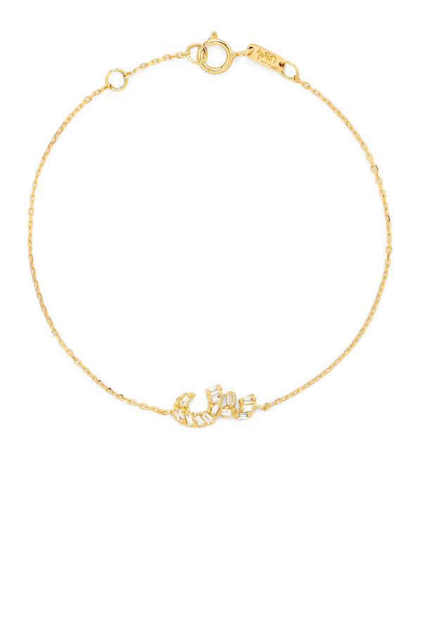 OULA - Letter Seen Bracelet, 18K Yellow Gold & Baguette Diamonds