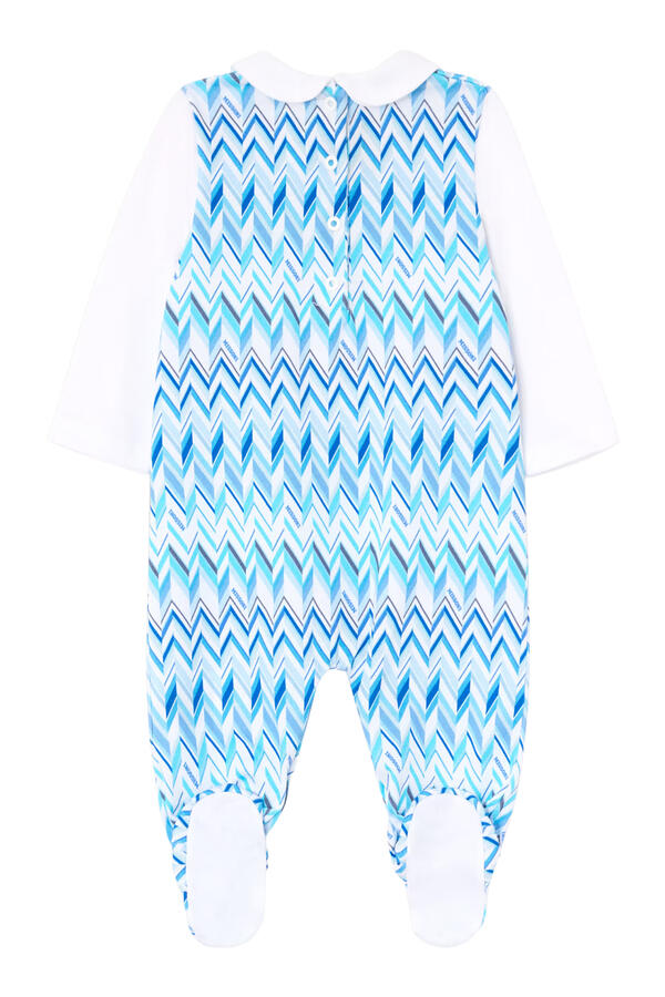 Kids Chevron Jersey Peter Pan Collar Babygrow & Hat Set