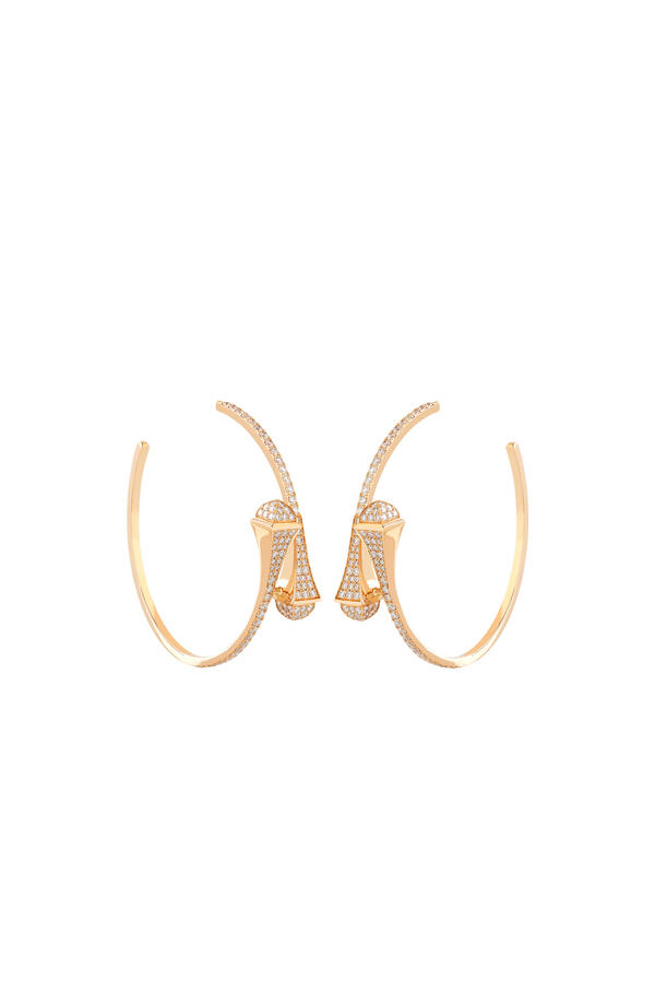 Cleo Midi Hoop Earrings, 18k Pink Gold & Diamonds