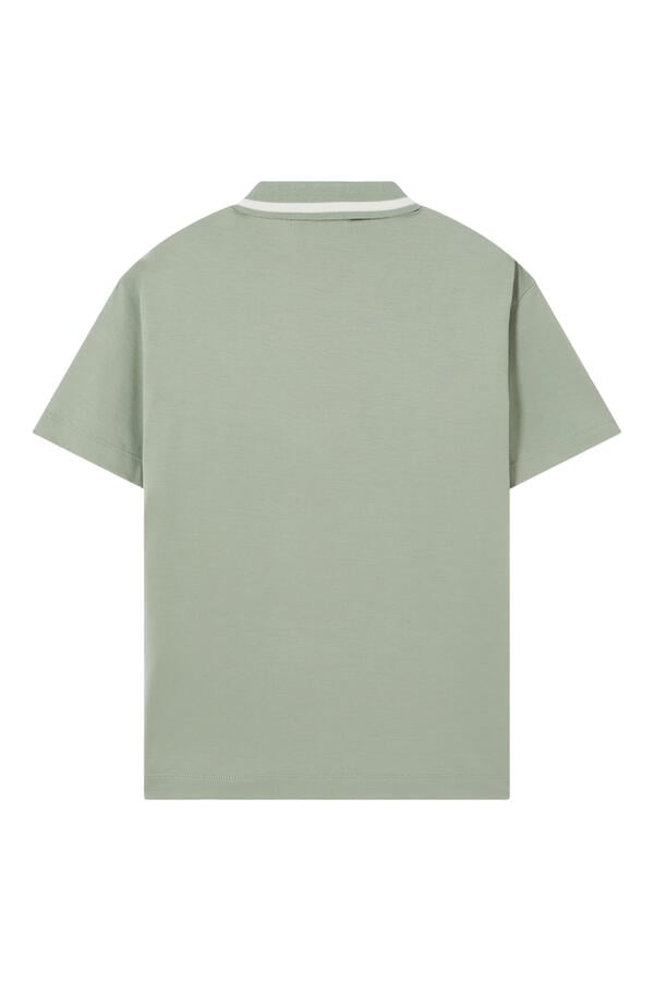 Kids Zip Closure and Striped Collar Polo Shirt