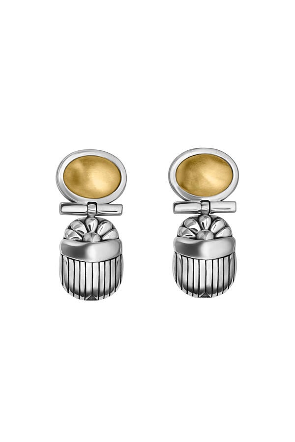  Classic Earrings, 18K Yellow Gold & Sterling Silver