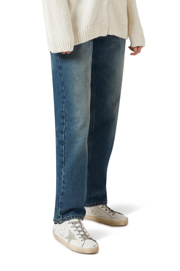 Super Star Sneakers with Suede Star and Blue Heel Tab