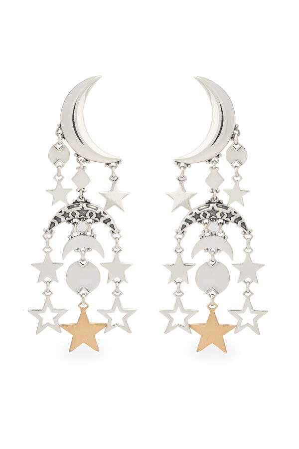Soraya Constellation Star Earrings, 18K Gold with Sterling Silver, Pearls & Diamonds