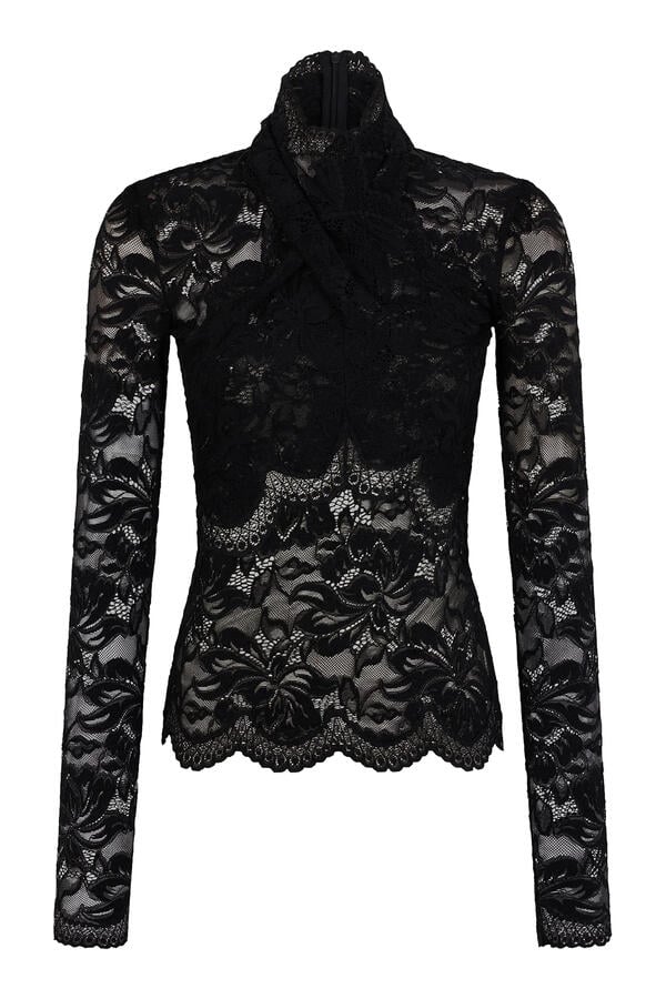 Cut-Out Details Long Sleeves Lace Top